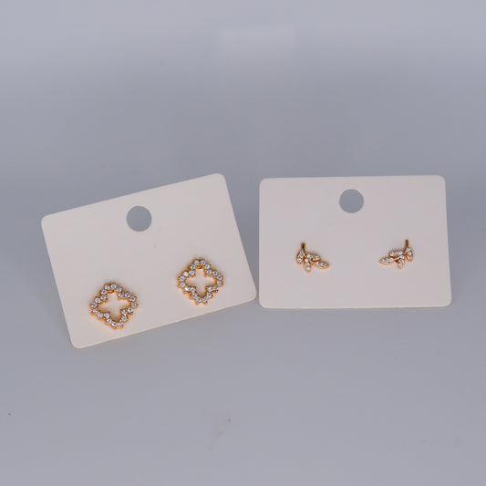 Brinco de Espeto Dourado Trevo e Folhas