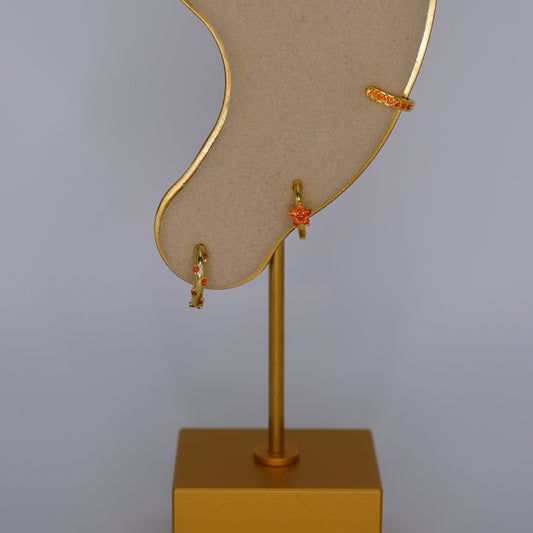 Argola S925 Laranja c/ Brilhantes