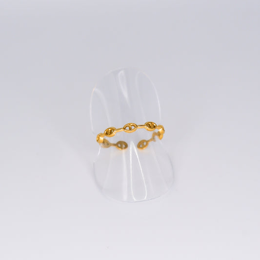 Anel Ajustável Bolas com Risco Douradas