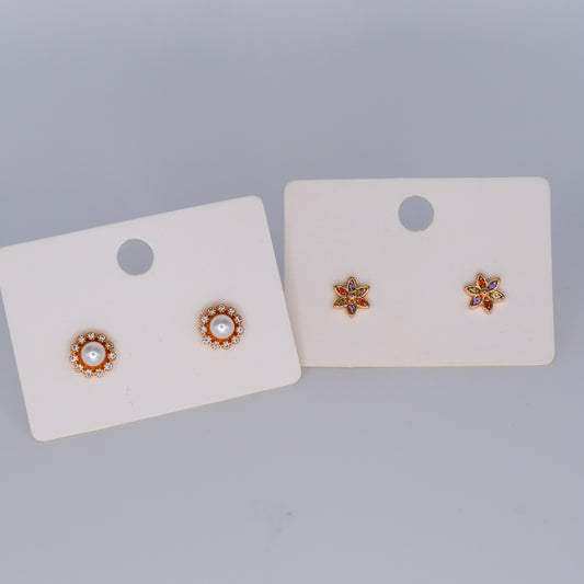 Brinco de Espeto Hipoalergénico Pérola e Flor Colorida