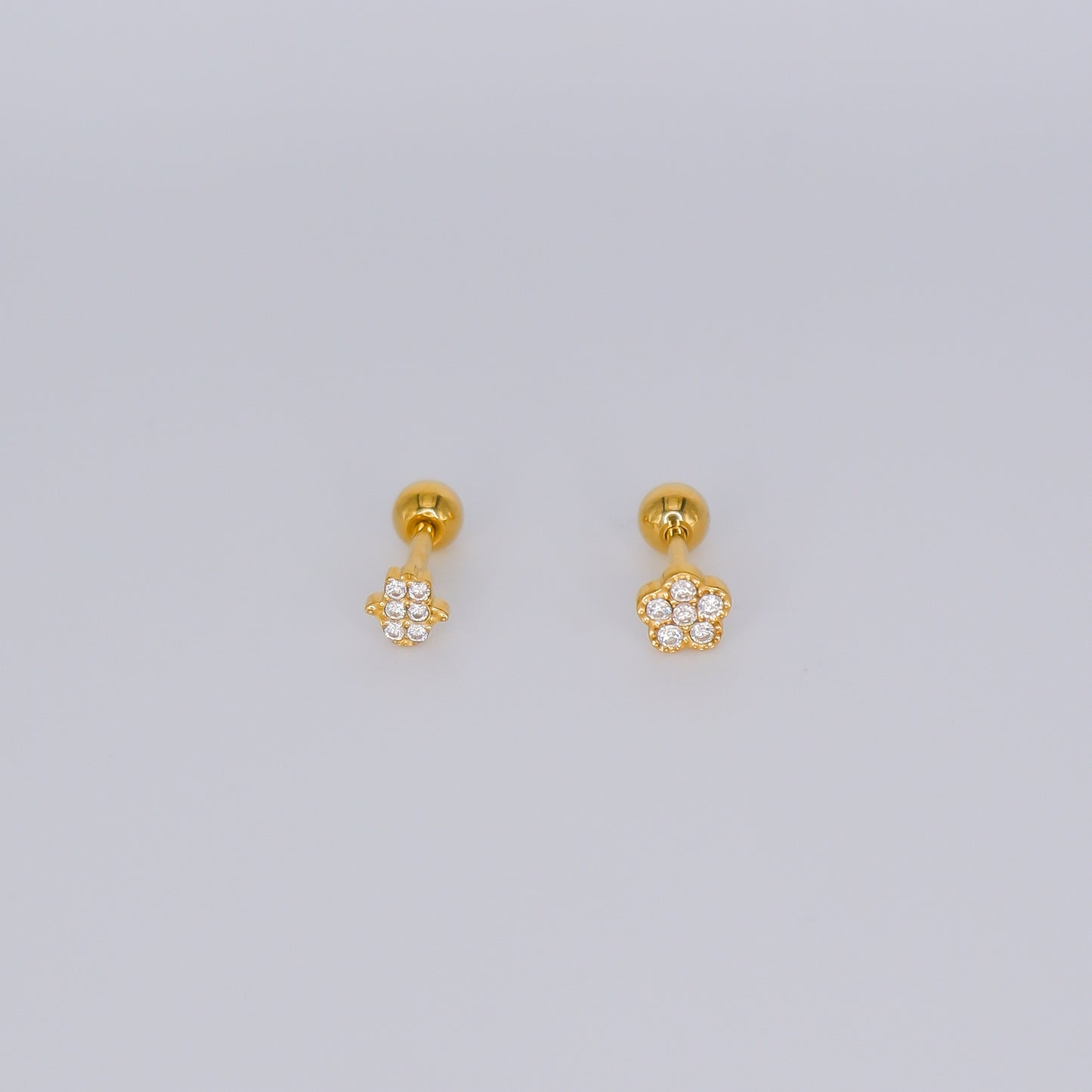 Piercing Bolinha Aço Inoxidável Flor e Mão