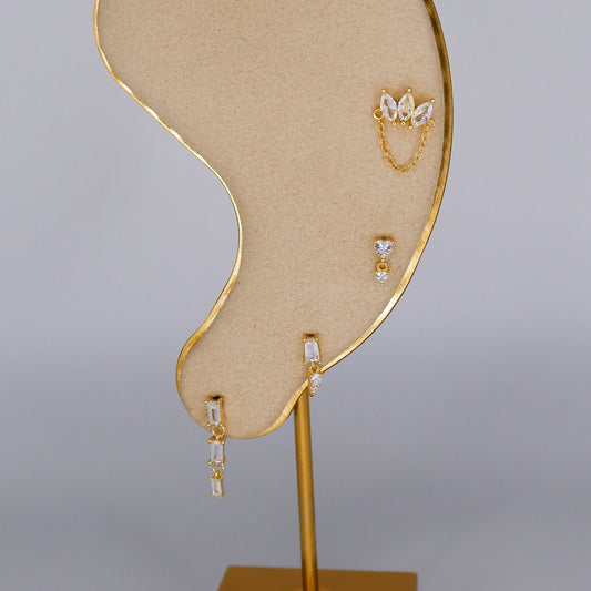 Piercings Achatados Dourados #4 com pendentes