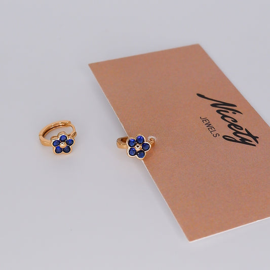 Argola Hipoalergénica Flor Azul