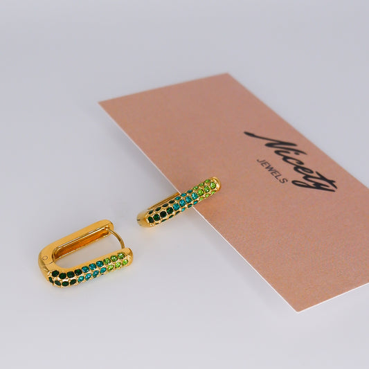 Argola 3 Cores Oval Verde