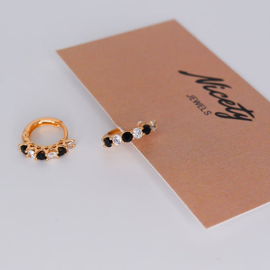 Argola Hipoalergénica Básicas Pretas e Transparentes