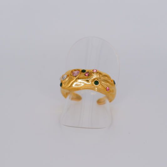 Anel Dourado com Cores