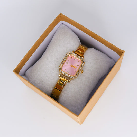Bracelete com Relógio Rosa