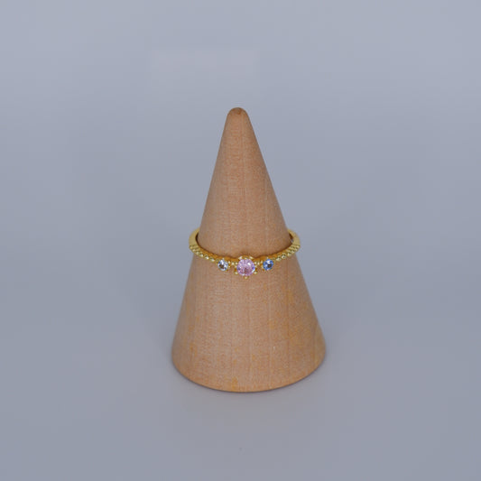 Anel S925 rosa bebé e azul