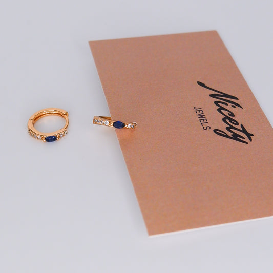 Argola Hipoalergénica 1 Brilhante Oval Azul