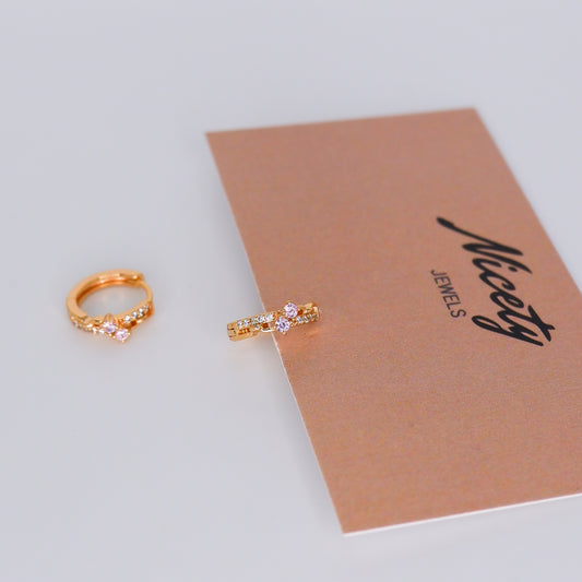 Argola Hipoalergénica 2 Brilhos Rosa Bébé