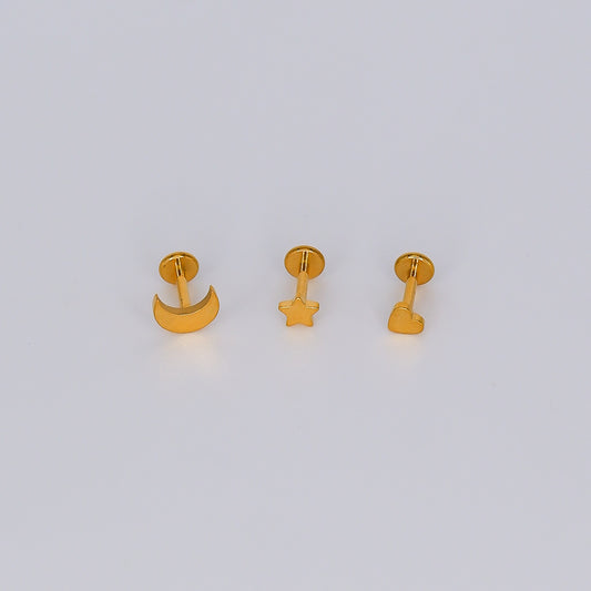 Piercing Achatado 1.0MM Espessura Dourados