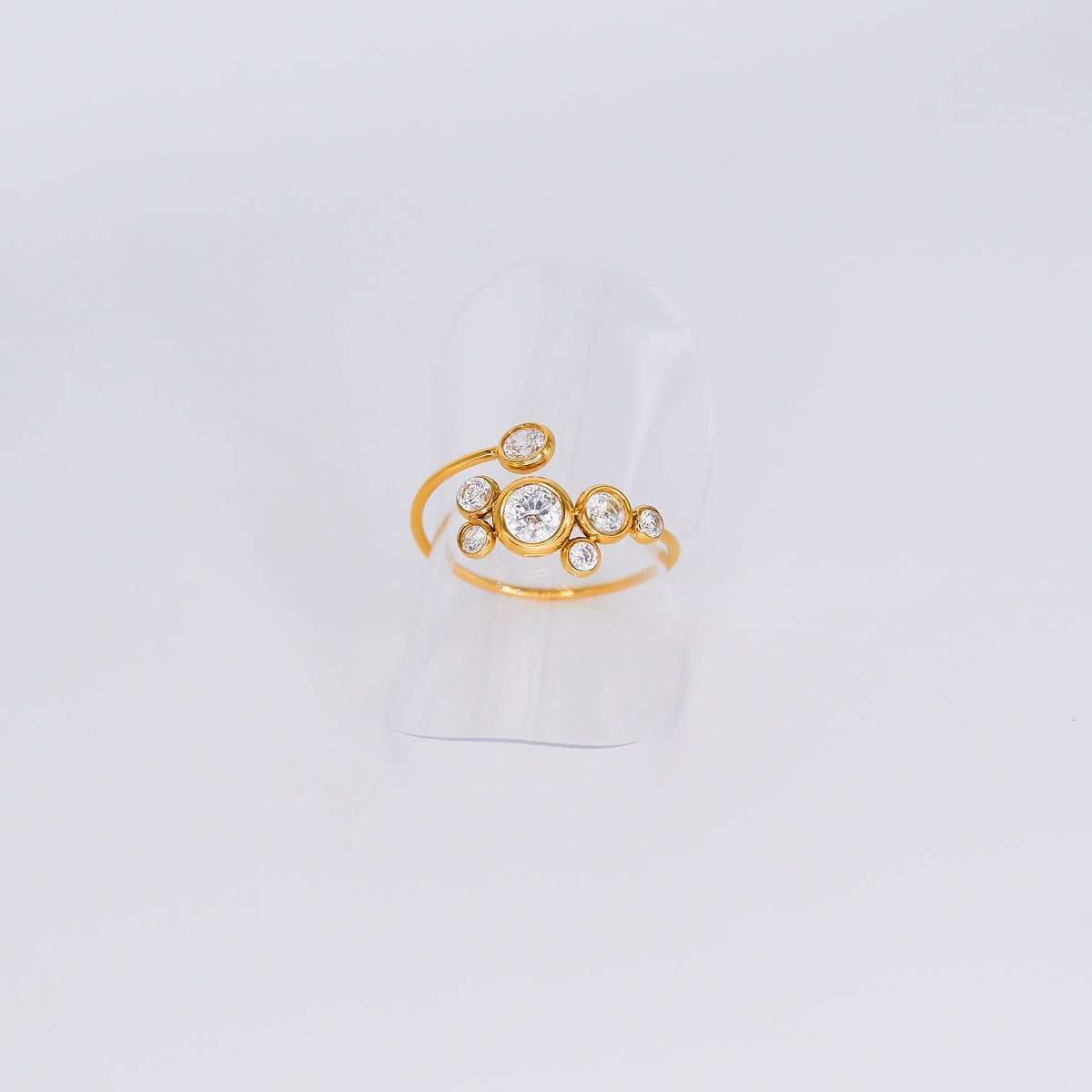 Anel Ajustável Bolas Transparentes