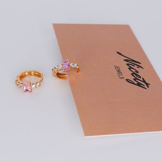 Argola com Rectângulo Rosa