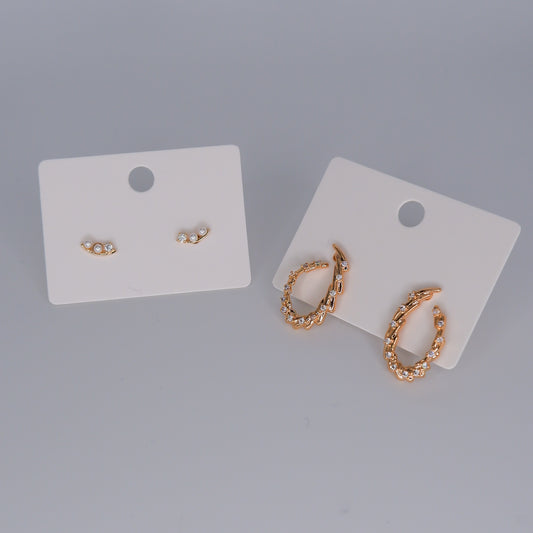 Brinco de Espeto Dourado Curvo e Oval Hipoalergénicos