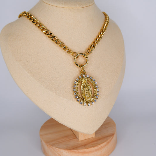 Colar Dourado Medalha nossa senhora