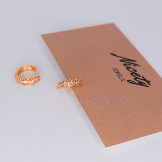 Argola Hipoalergénica 4 Brilhos Ovais Rosa