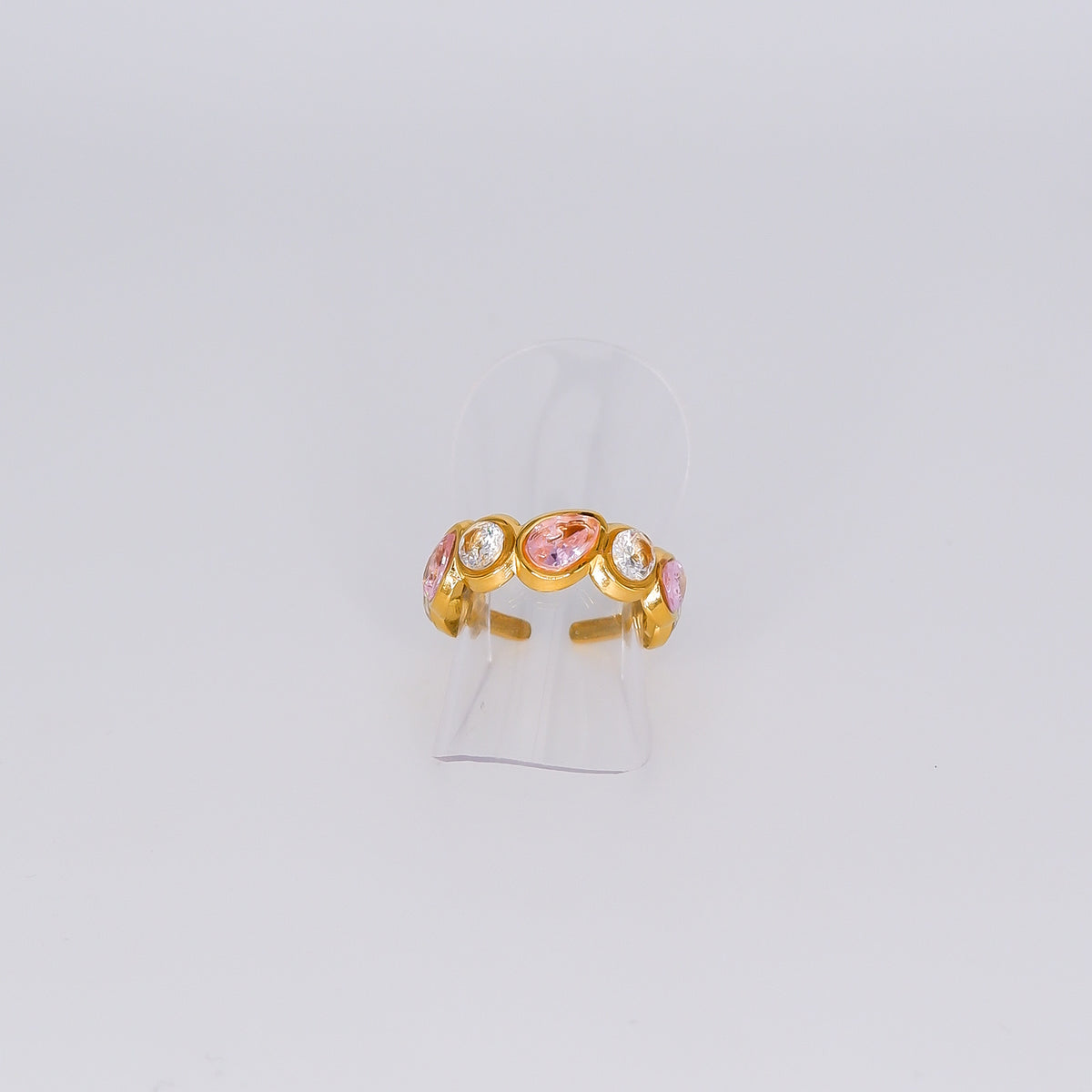 Anel Ajustável Rosa Bébé e Transparente