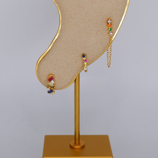 Argola S925 Colorida c/ Brilhantes