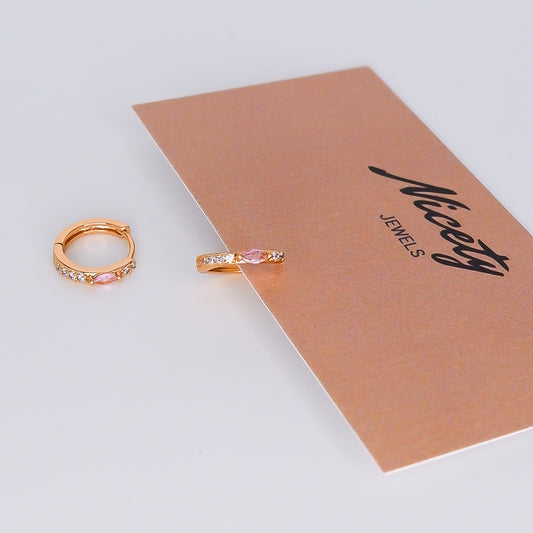 Argola Hipoalergénica 1 Brilhante Oval Rosa