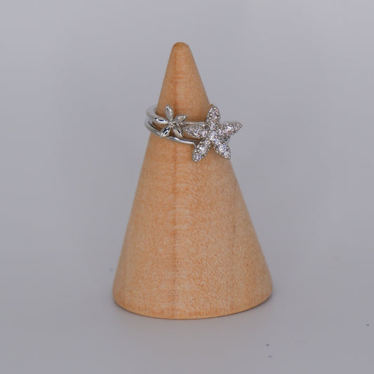 Earcuff Prateada Flores