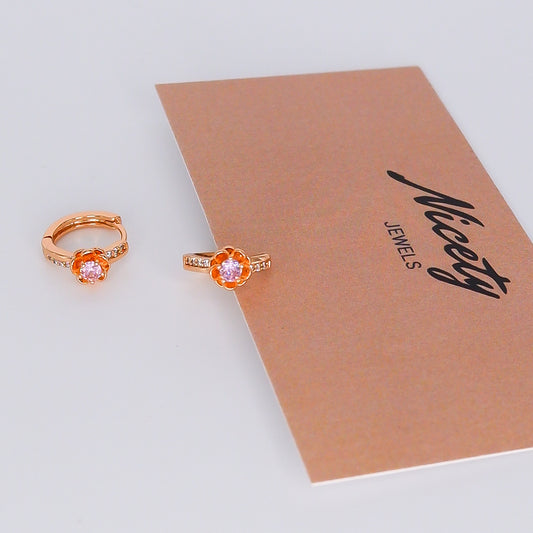 Argola Hipoalergénica Flor Rosa