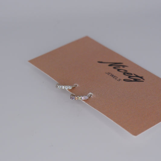 Mini Argolas 7,5mm Prateadas Hipoalergénicas Transparentes e Tons Pastel