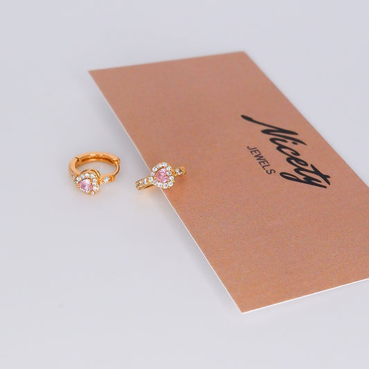 Argola Hipoalergénica 1 Coração Rosa