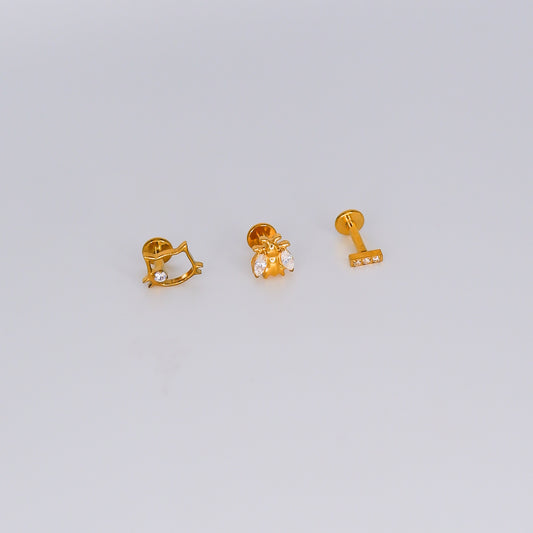 Piercing Achatado Kitty, Abelha e Risco