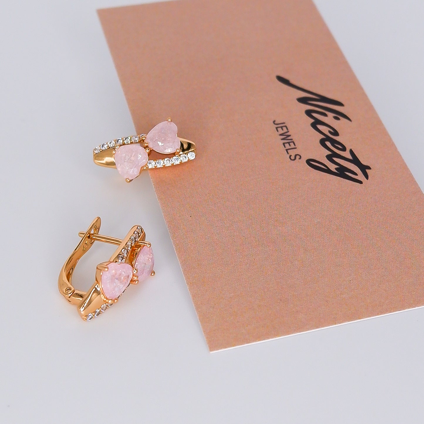 Argola Hipoalergénica 2 Corações Rosa