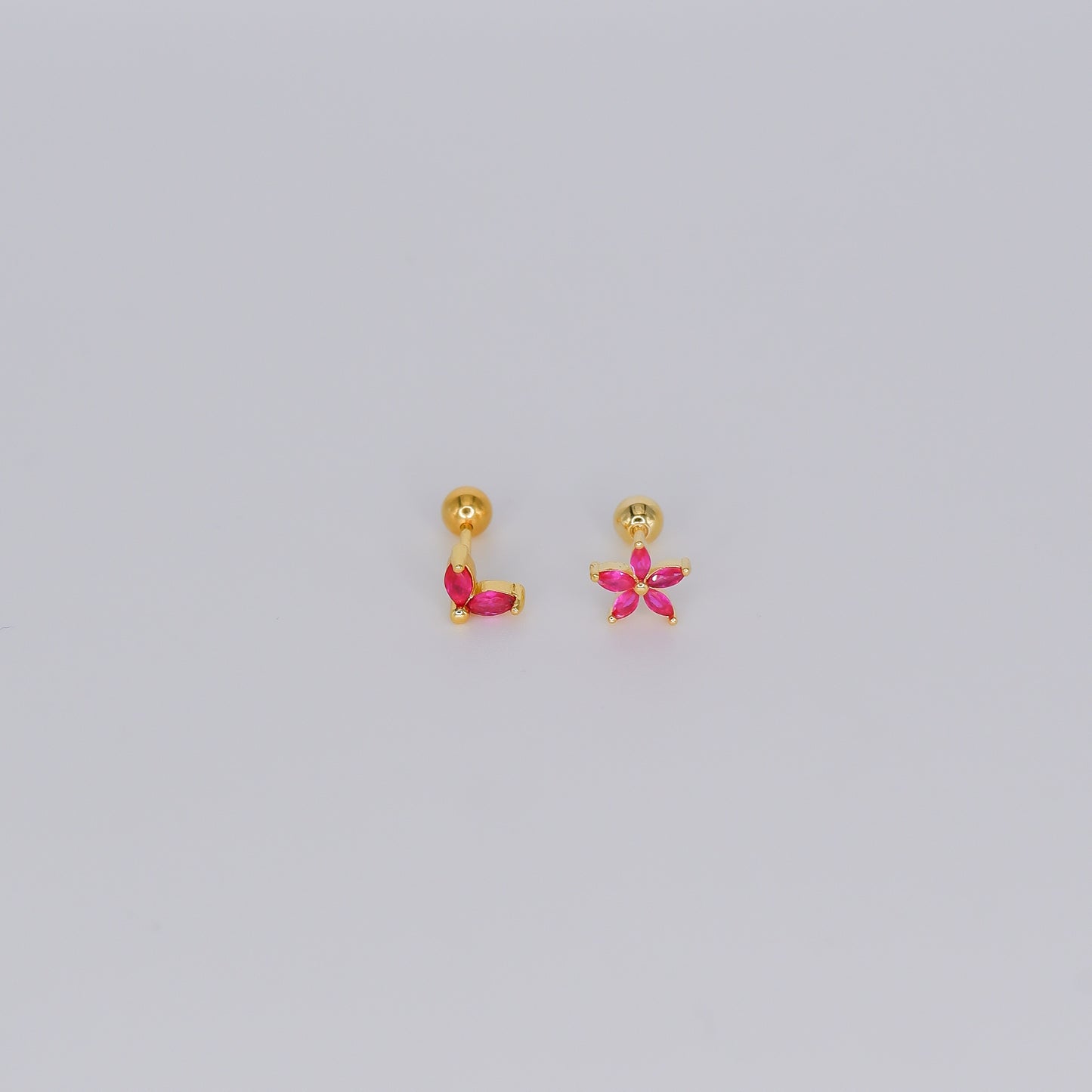 Piercing Bolinha Flore e Folha Rosa