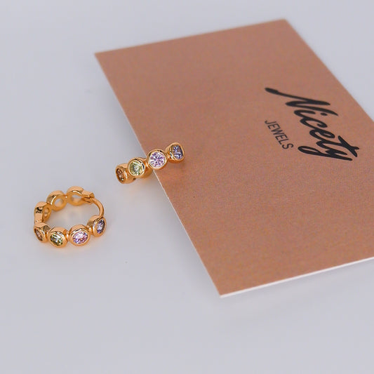 Argola Hipoalergénica 4 Brilhantes Pastel