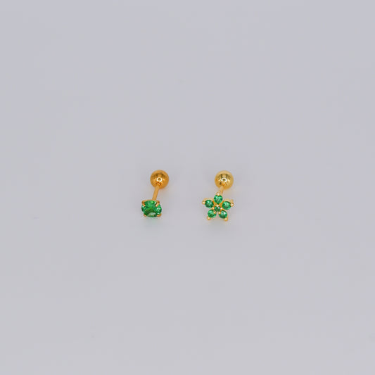 Piercing Bolinha Flores Verdes
