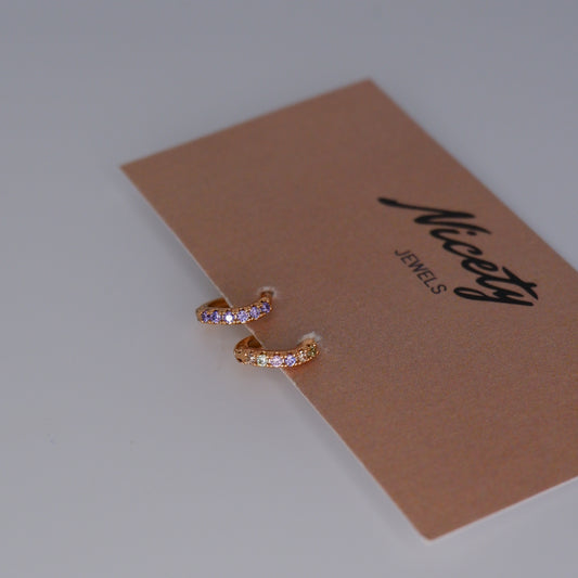 Mini Argolas 7,5mm Hipoalergénicas Tortas Lilas e Tons Pastel