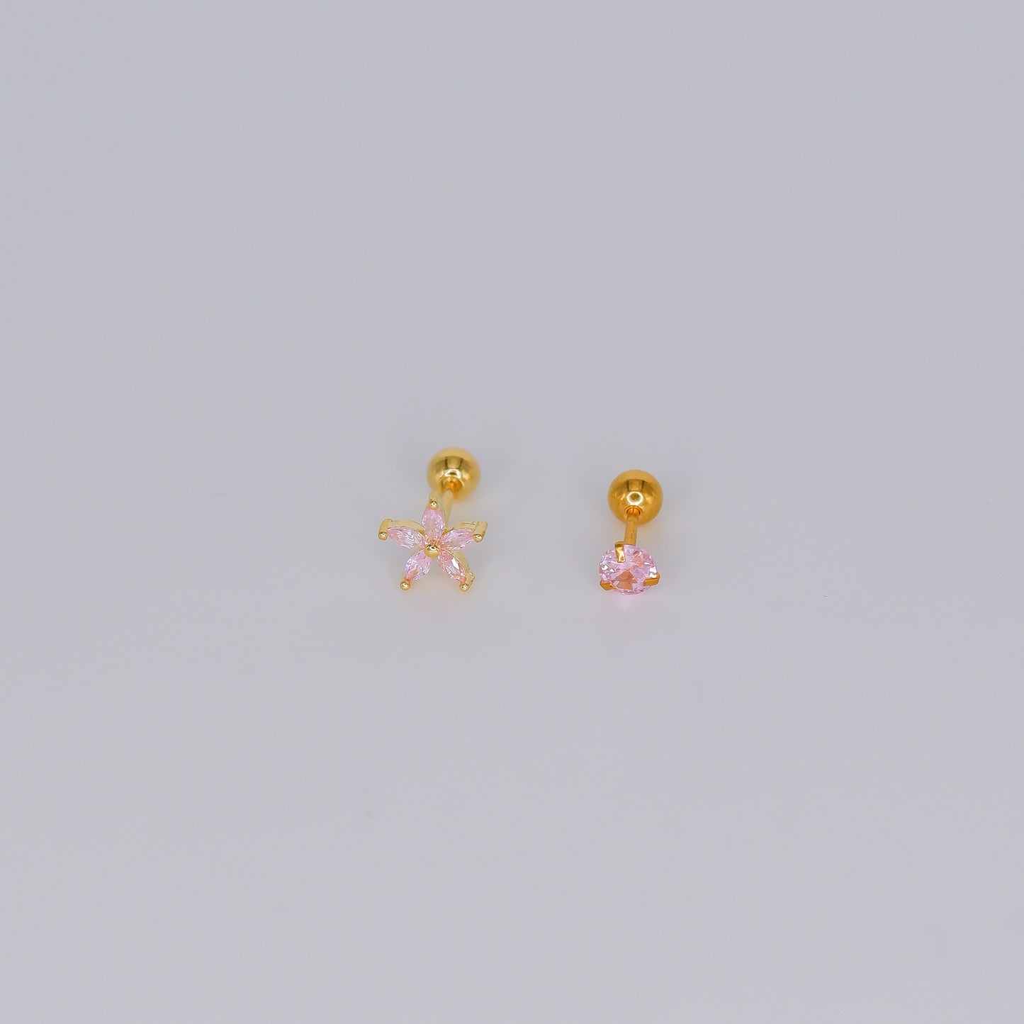 Piercing Bolinha Flor Rosa bébé