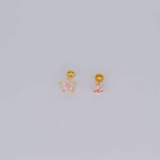 Piercing Bolinha Flor Rosa bébé
