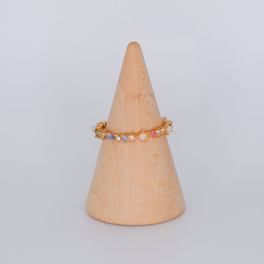 Anel Dourado Rosado com Cores