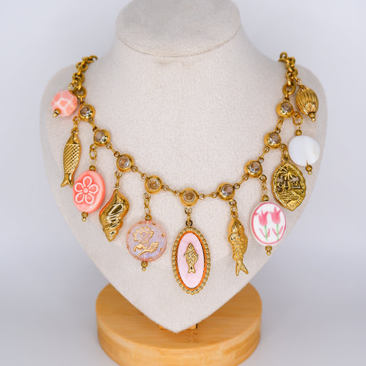 Colar Pendentes Rosa