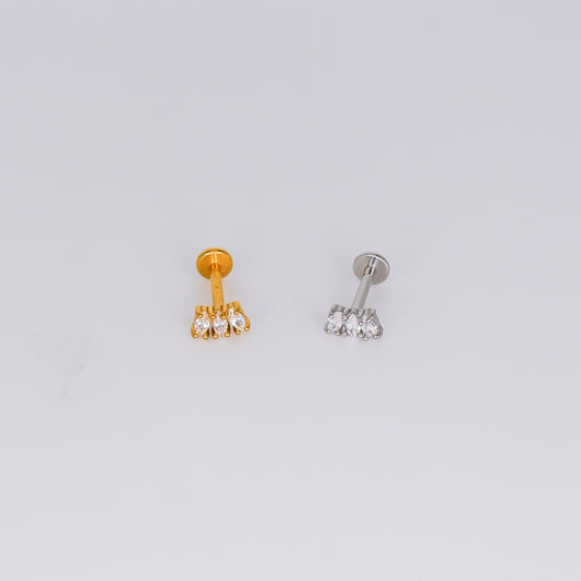 Piercing Achatado 3 Brilhos