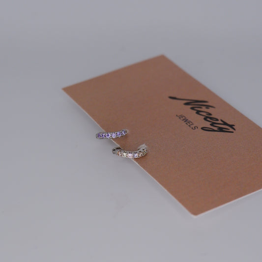 Mini Argolas 7,5mm Hipoalergénicas Prateadas Torta Lilás e Tons Pastel