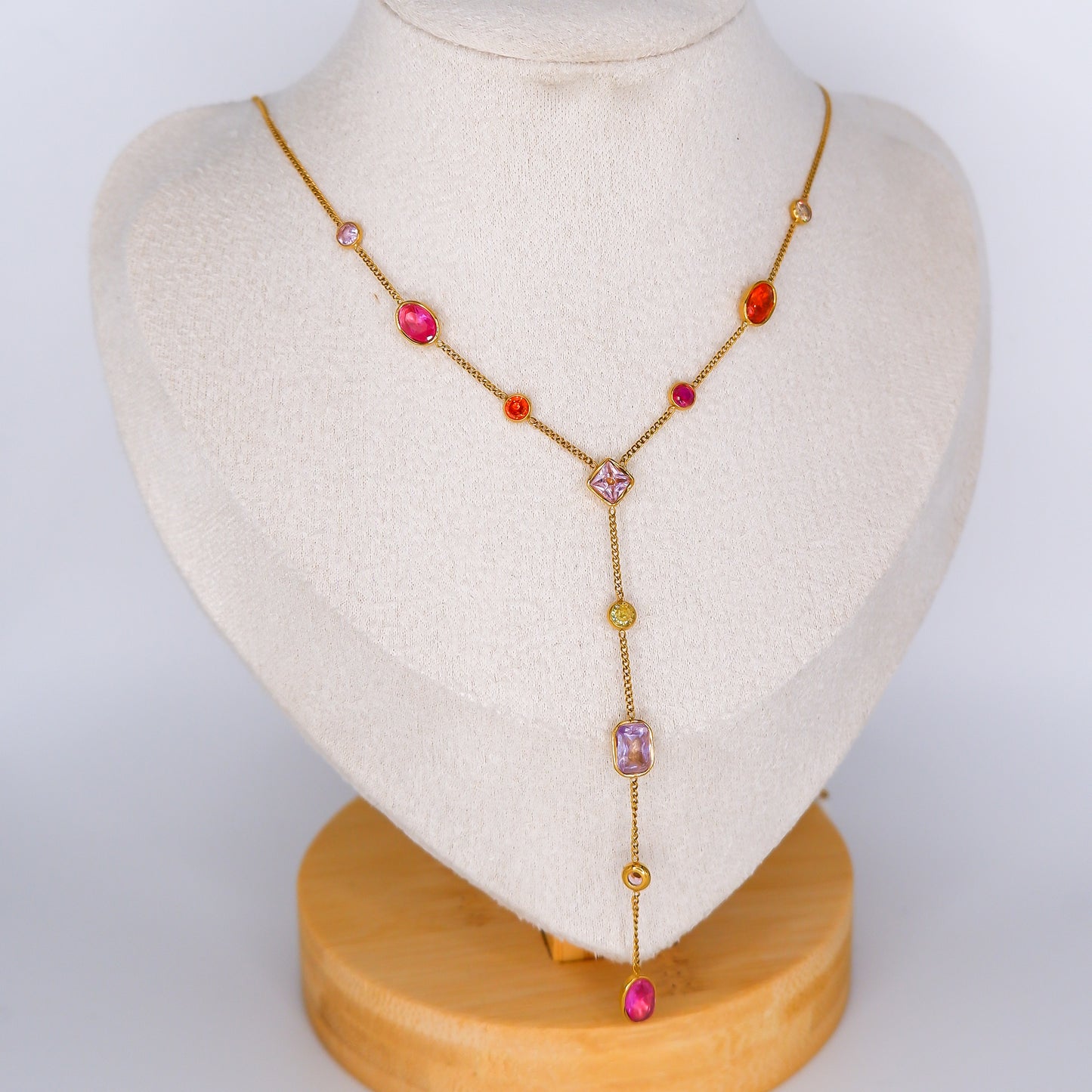 Colar Pedras Tons Rosa