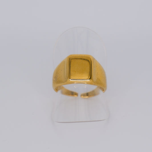 Anel Dourado Quadrado