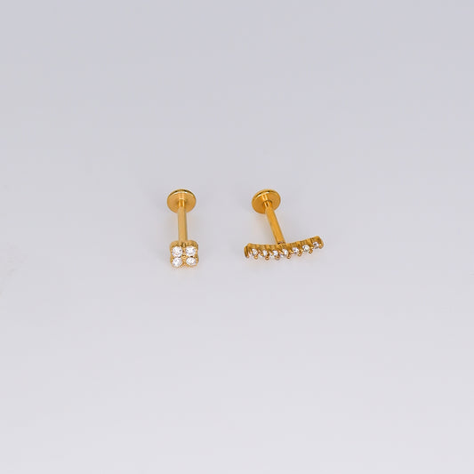 Piercing Achatado Flor e Curvo 7 Brilhos