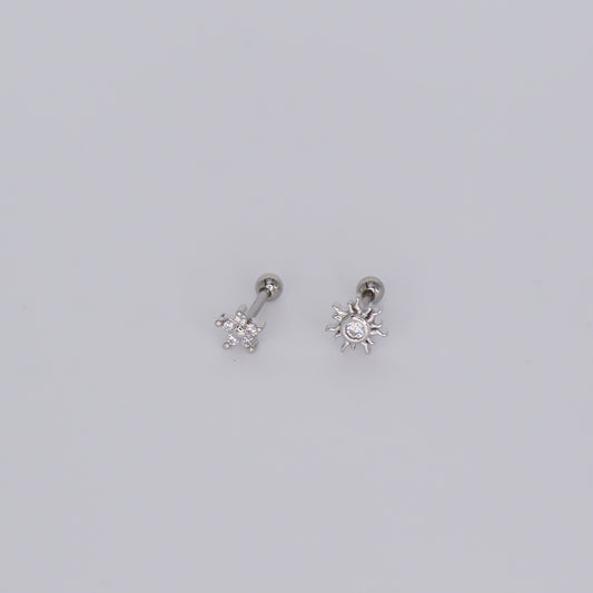 Piercing Bolinha Flor e Sol