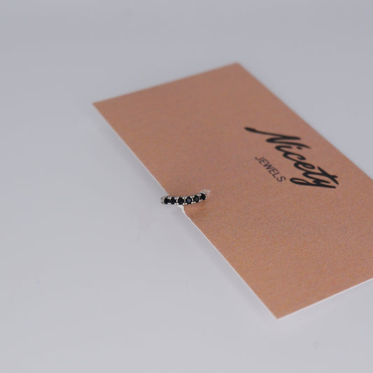 Mini Argolas 7,5mm Hipoalergénicas Prateadas Torta Pretas