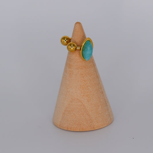 Earcuff Dourada Pedra Azul