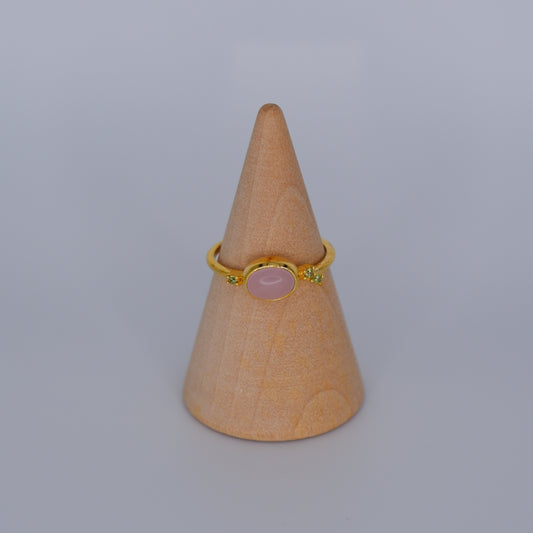 Anel S925 Pedra rosa com verde