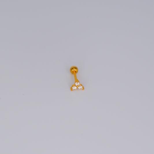 Piercing Bolinha Aço Inoxidável 3 brilhantes