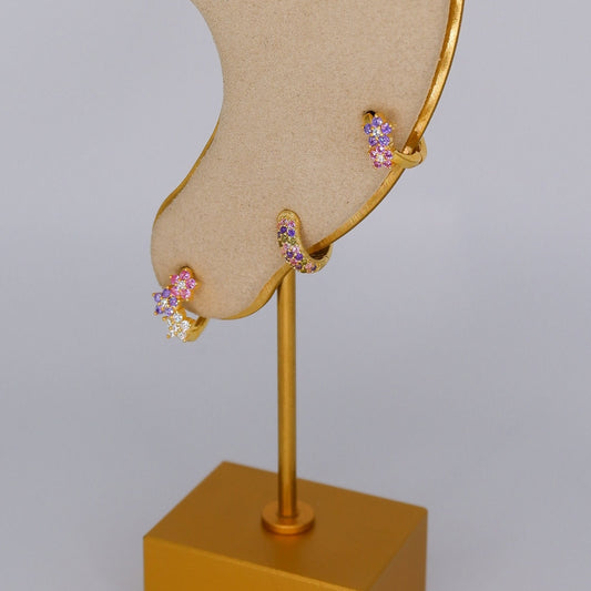 Argola S925 Colorida c/ Brilhantes