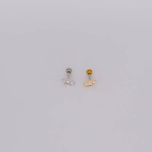 Piercing Bolinha Aço Inoxidável 3 Brilhos