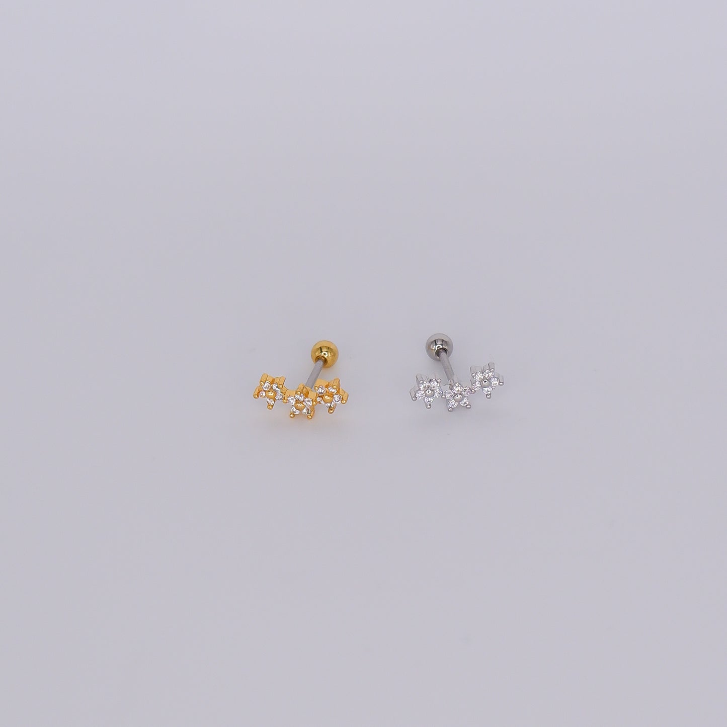Piercing Bolinha Aço Inoxidável 3 Flores